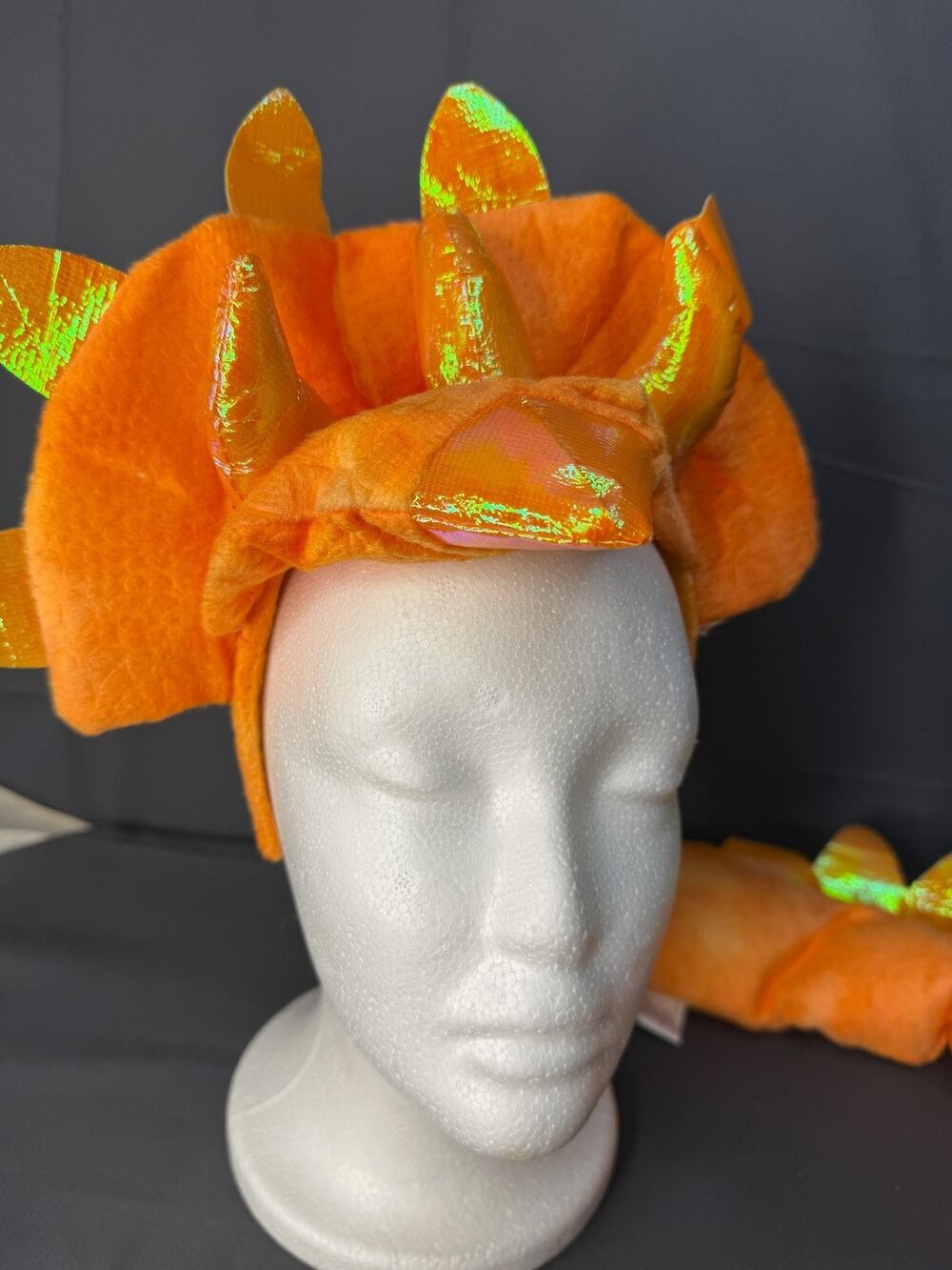 Triceratops Dinosaur Kids Halloween Costume 2 Piece Hat and Tail Orange